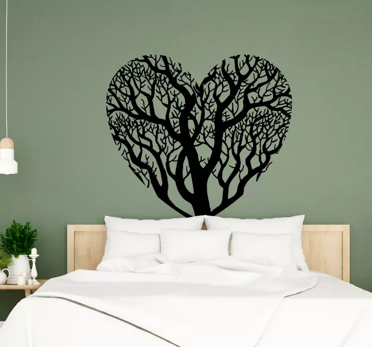 Vinilo decorativo dormitorio un árbol de corazón - TenVinilo