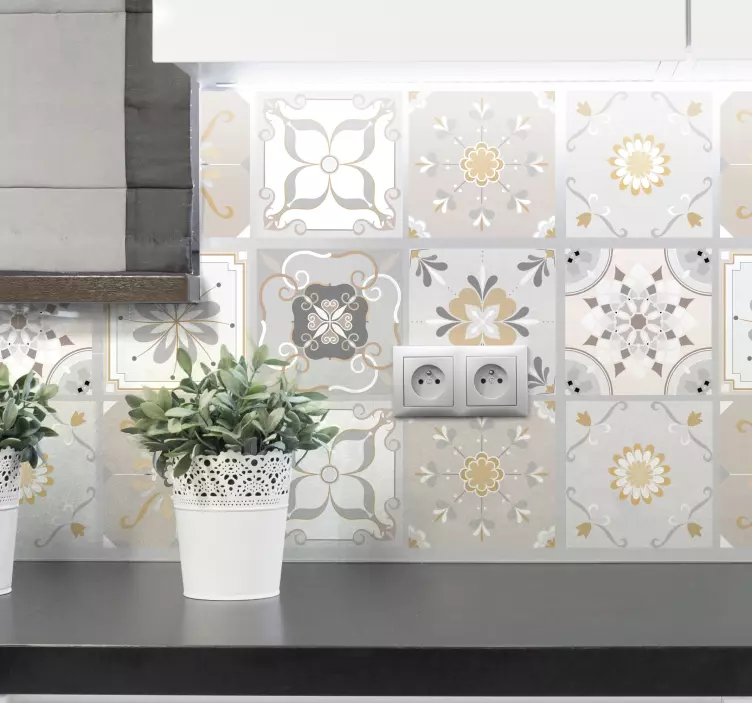 Vinilos cocina azulejos patrones de colores - TenVinilo