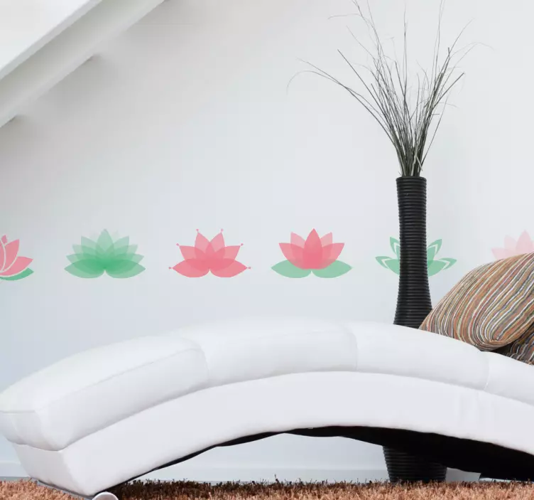 Azulejos adhesivos cenefa de flor de loto - TenVinilo