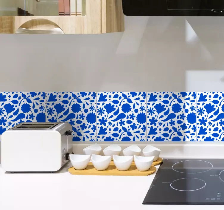 Azulejos adhesivo Delfts flores azules diversas - TenVinilo