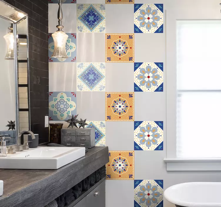 Azulejos adhesivos baño paleta de colores - TenVinilo