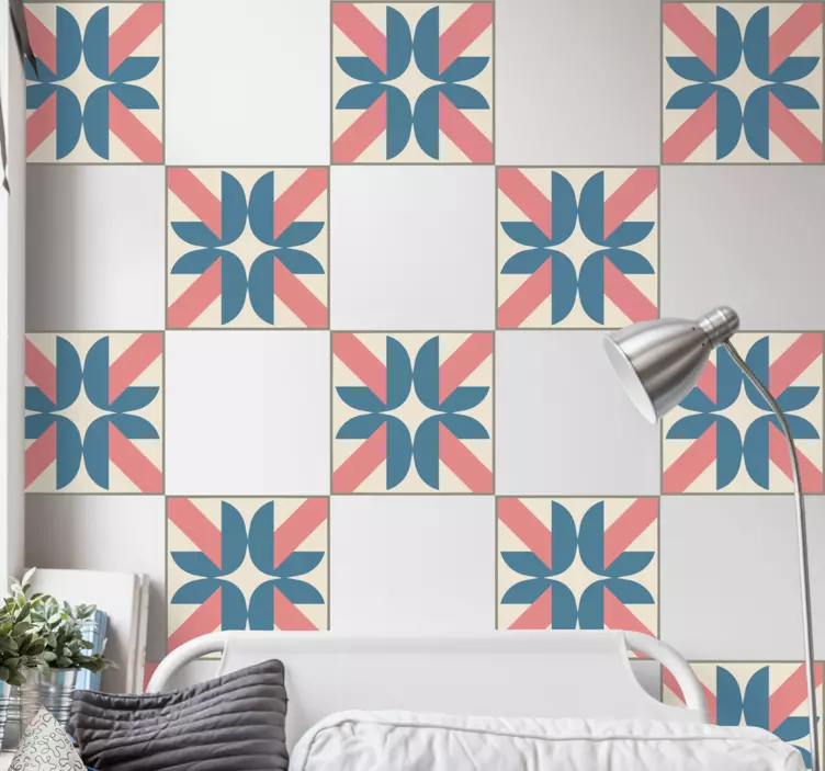 Azulejos adhesivo Patrón estrellado azul y rojo - TenVinilo