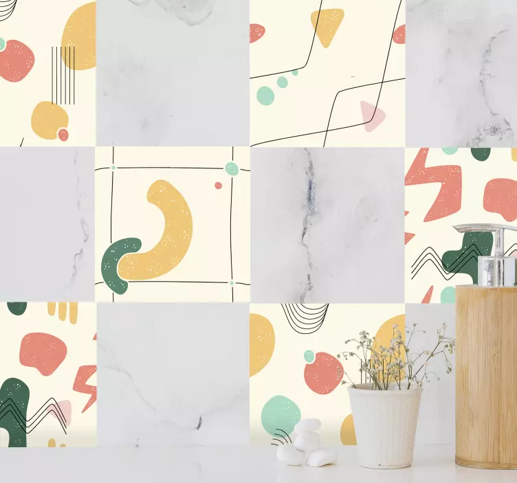 Azulejos adhesivos patrones tonos pastel - TenVinilo