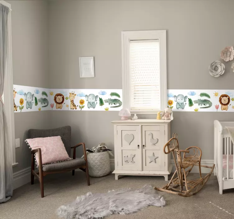 Cenefa adhesiva animales acuarela - TenVinilo