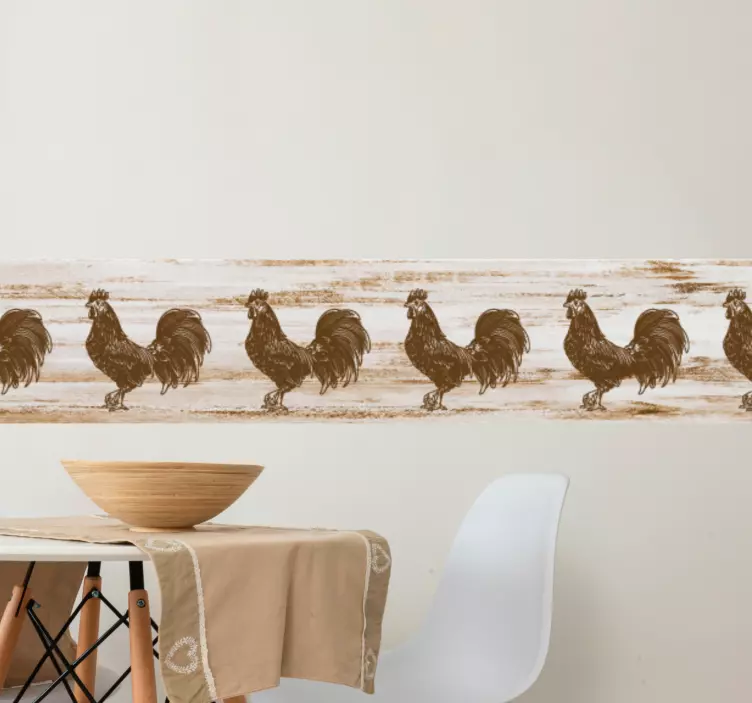 Cenefa adhesiva patrón de gallo elegante - TenVinilo