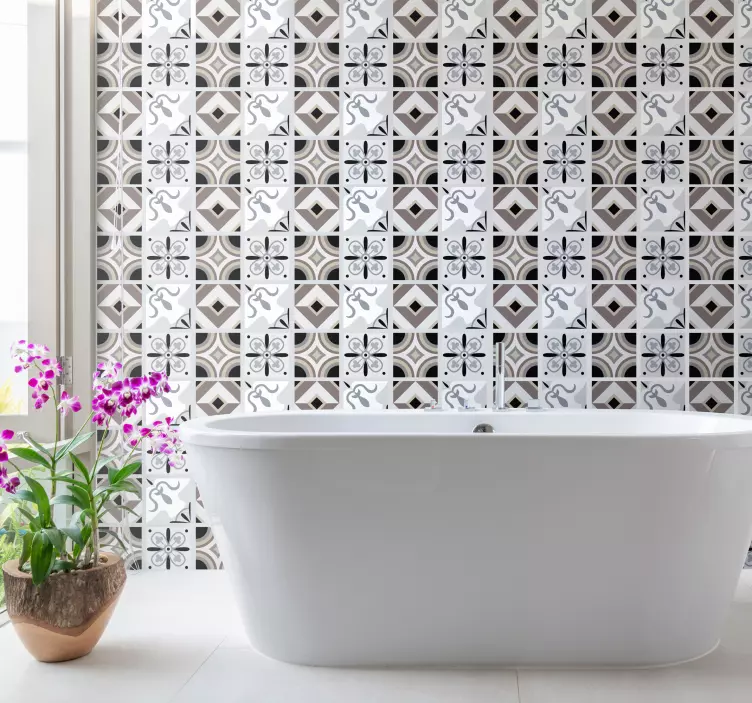Azulejos adhesivos baño patrones simples - TenVinilo
