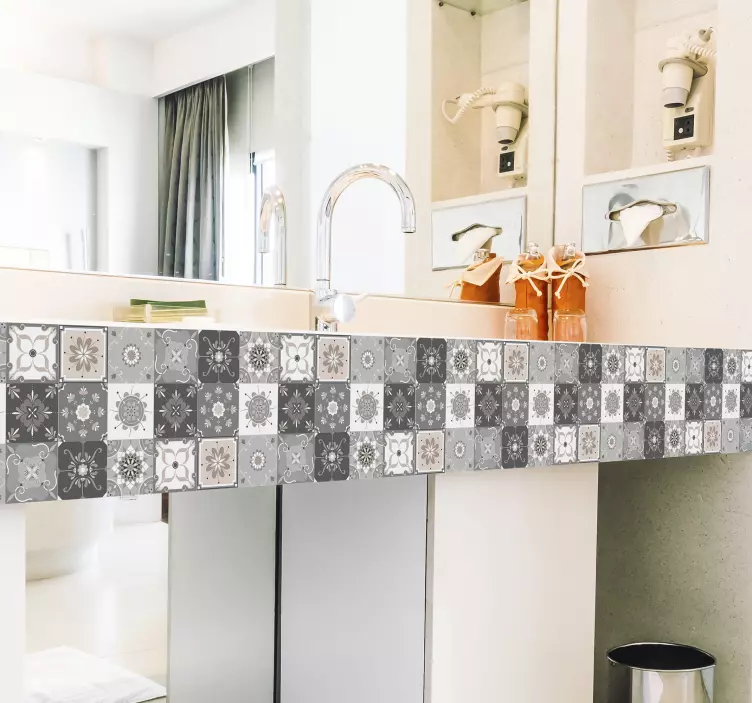 Azulejos adhesivos baño grises para muebles - TenVinilo
