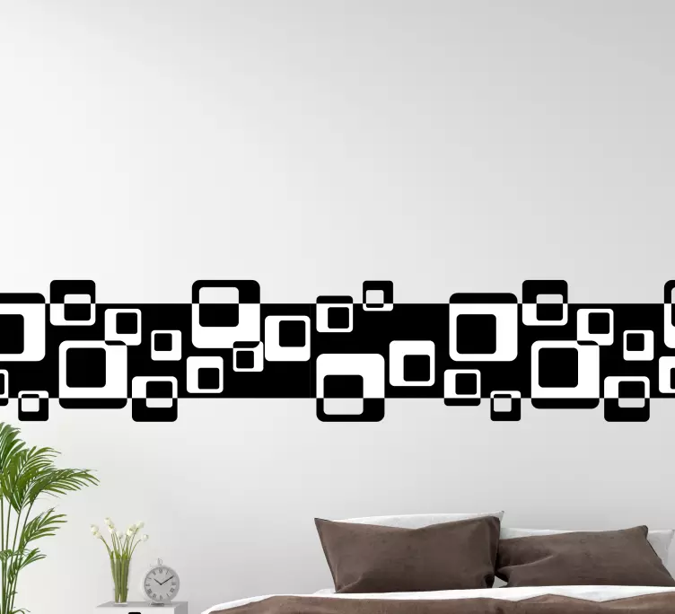 Vinilo pared dormitorio cuadrados blancos y negros - TenVinilo