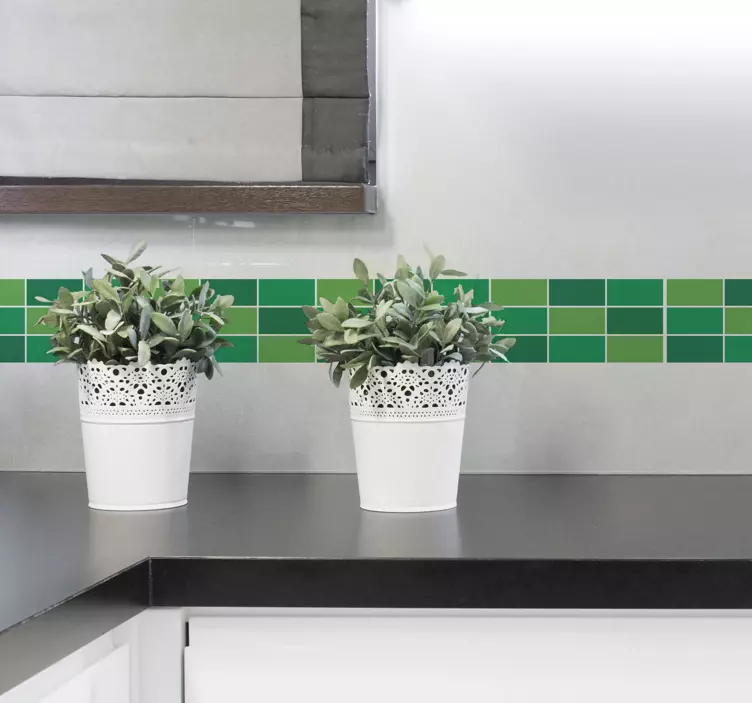 Cenefa adhesiva cocina tonos verdes - TenVinilo