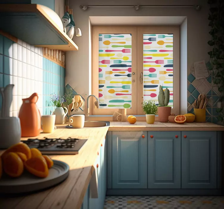 Vinilo para cristal ventana utensilios cocina - TenVinilo