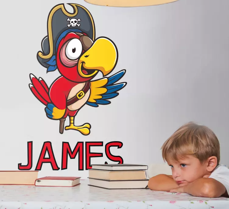 Vinilo habitación infantil Linda ilustración de loro pirata - TenVinilo