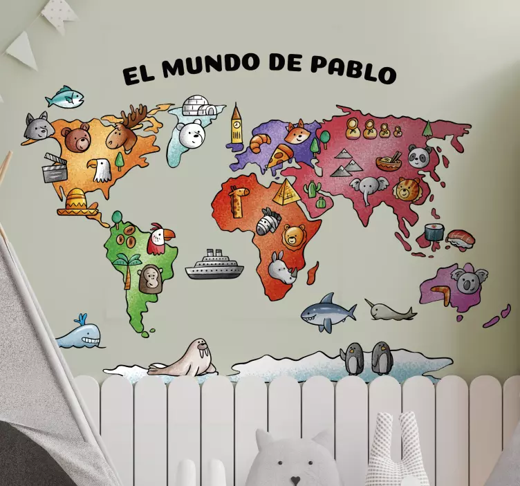 Mural mapamundi el mundo personalizable - TenVinilo