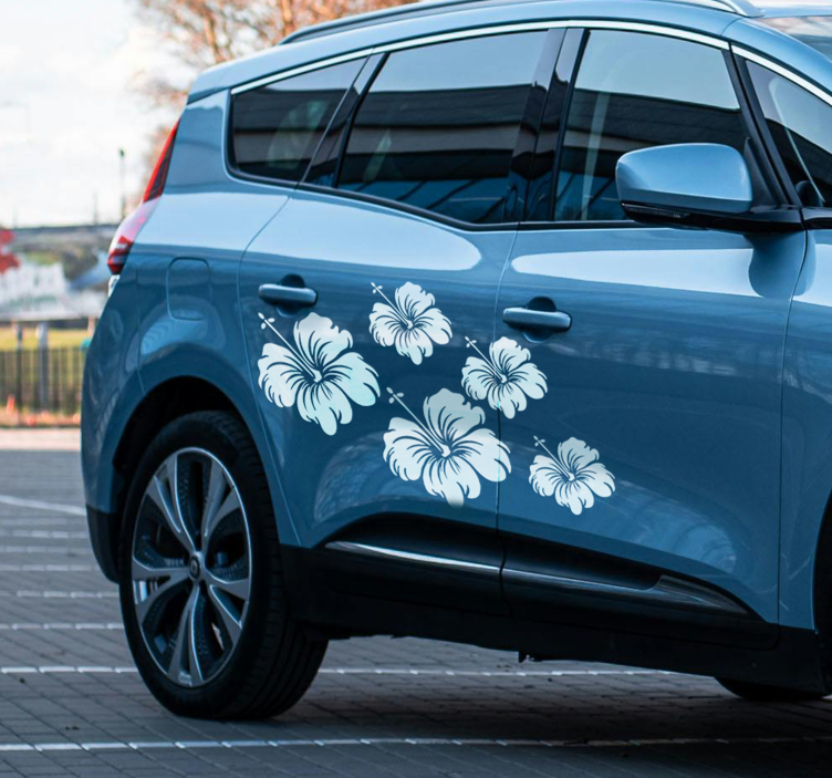 Pegatina coche flores de hibisco - TenVinilo