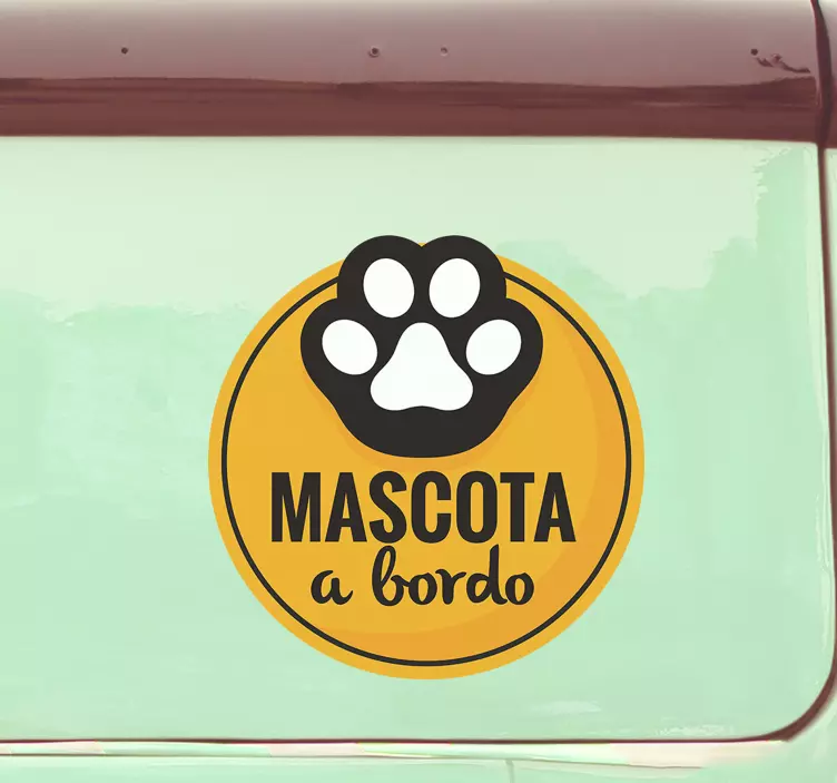 Pegatina mascota a bordo huella de perro - TenVinilo