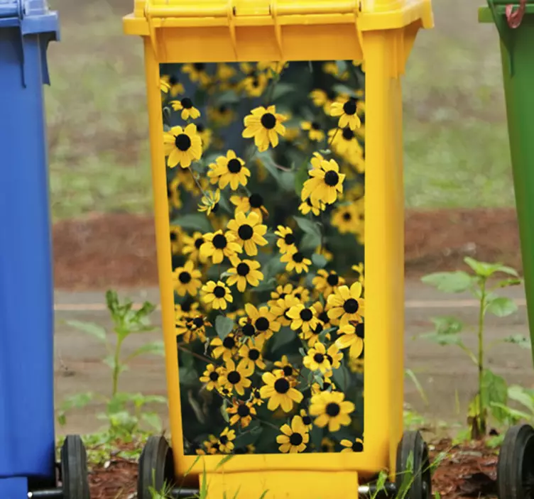 Pegatina container escena de flores vibrantes - TenVinilo