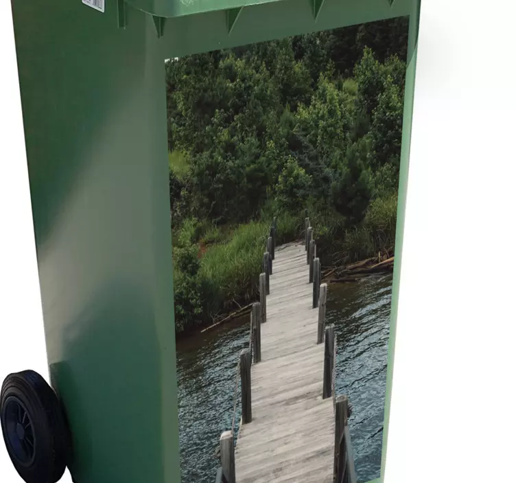 Pegatina container sendero escénico de madera - TenVinilo