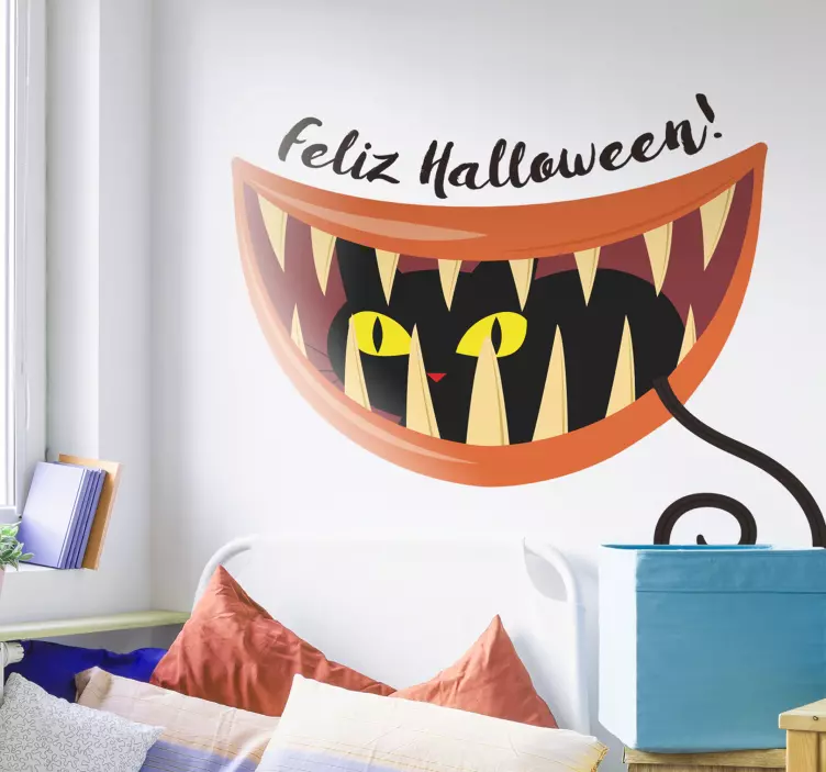 Pegatina Halloween gato negro - TenVinilo