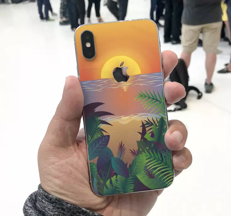 Pegatina iPhone puesta de sol con palmeras - TenVinilo