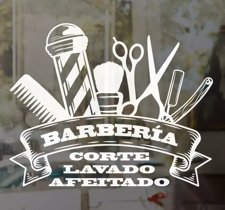 Vinilo escaparate de moda Cartel de barbería - TenVinilo