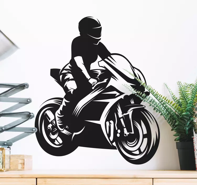 Pegatina moto silueta motera - TenVinilo