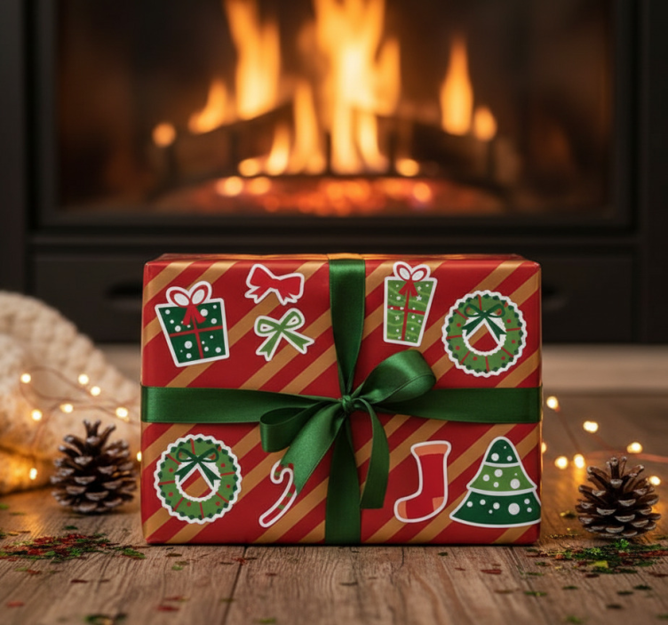 Pegatina navideña elementos clásicos de navidad - TenVinilo