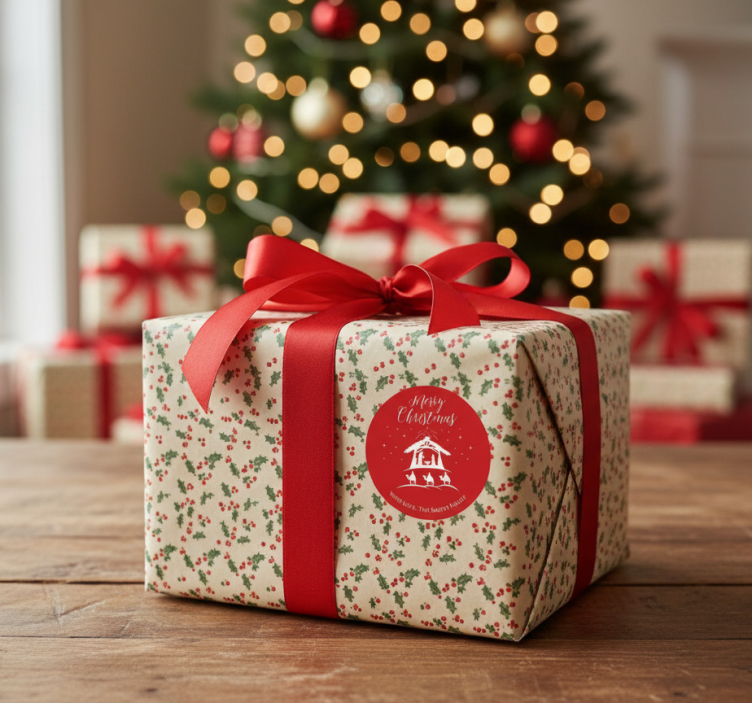 Pegatina navideña para regalos con nombre personalizado - TenVinilo