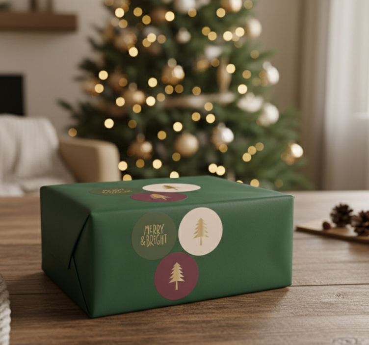 Pegatina navideña patrón clásico navideño - TenVinilo