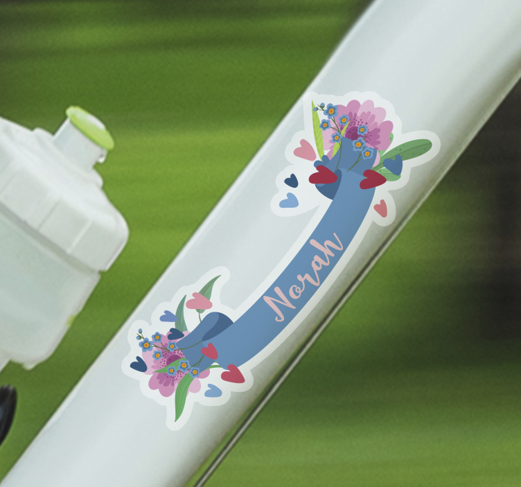 Pegatina para bicicleta banner floral personalizado - TenVinilo