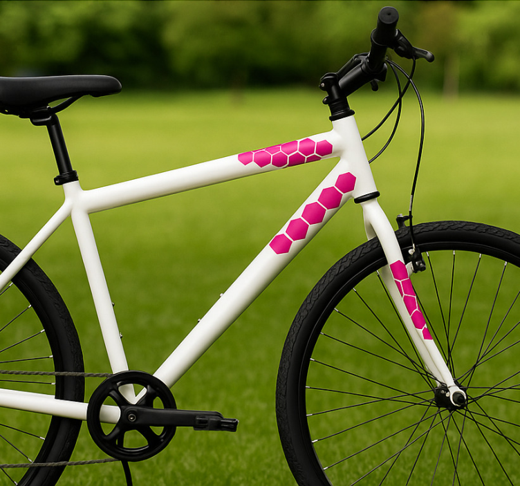 Pegatina para bicicleta hexágonos rosa - TenVinilo