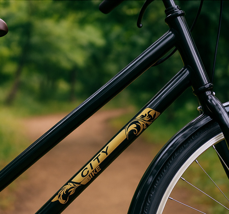 Pegatina para bicicleta marco negro y dorado - TenVinilo