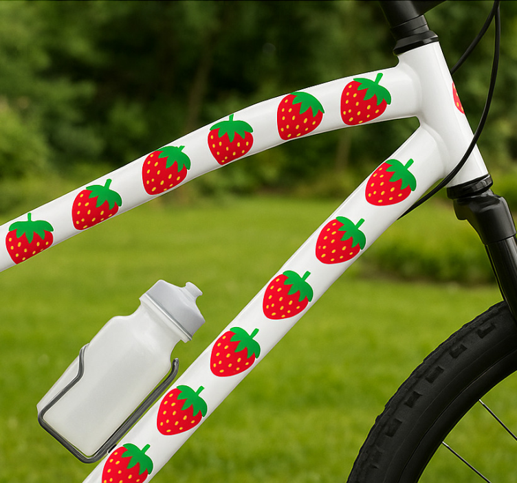 Pegatina para bicicleta patrón de fresas - TenVinilo