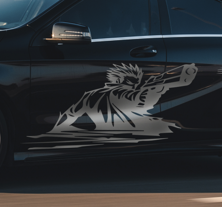 Pegatina para coche exterior silueta de pistolero - TenVinilo