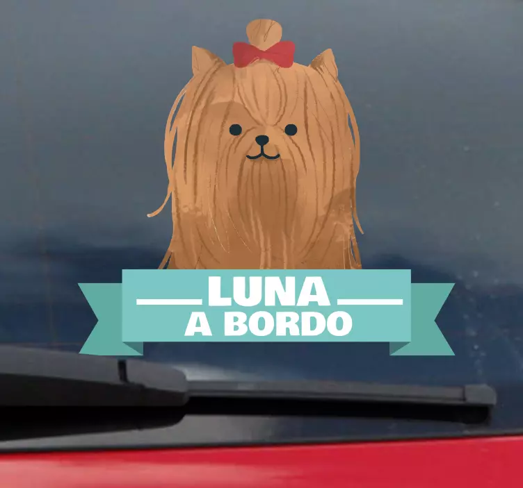 Pegatina para coche Yorkshire Lazo A Bordo - TenVinilo