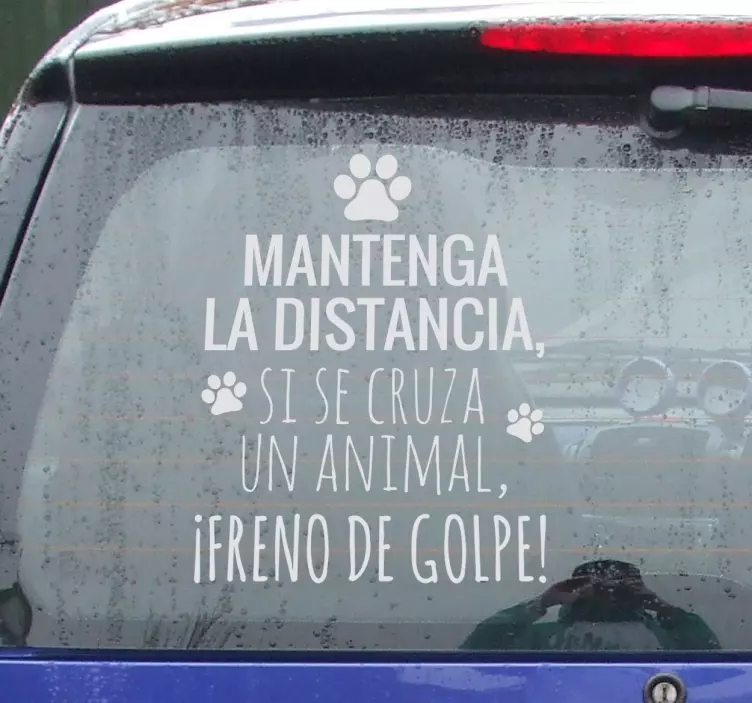 Pegatina para coches distancia animales - TenVinilo