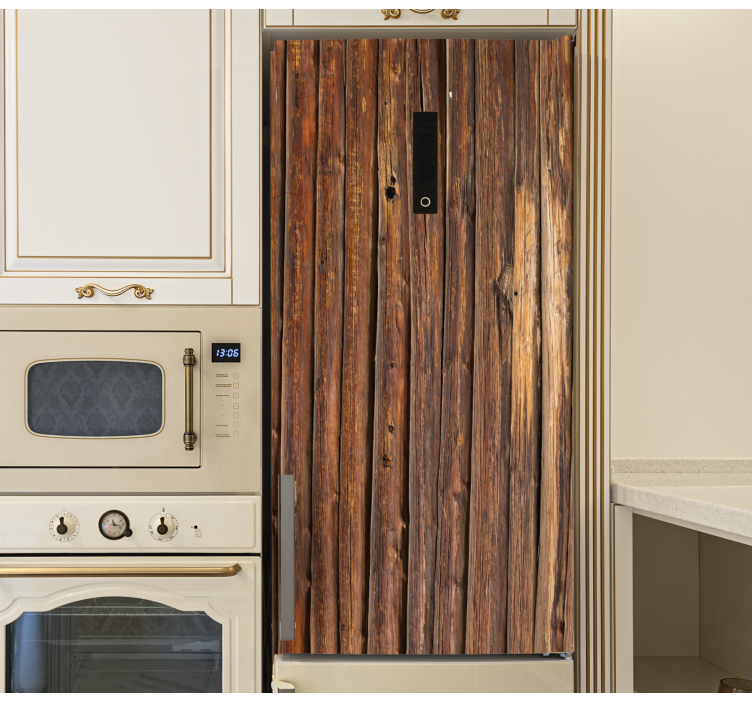 Vinilo para frigorífico tablones madera envejecida - TenVinilo