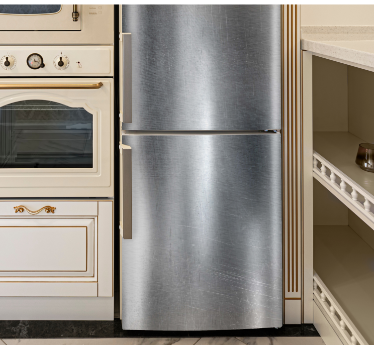 Vinilo para nevera textura de metal plateado - TenVinilo