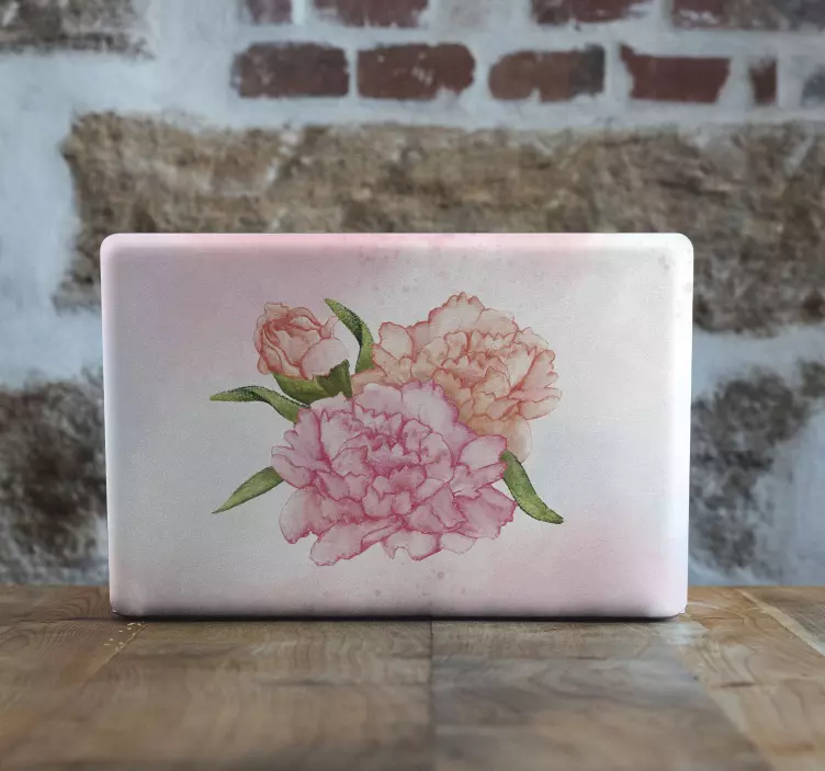 Pegatina para portátil arreglo floral rosa - TenVinilo