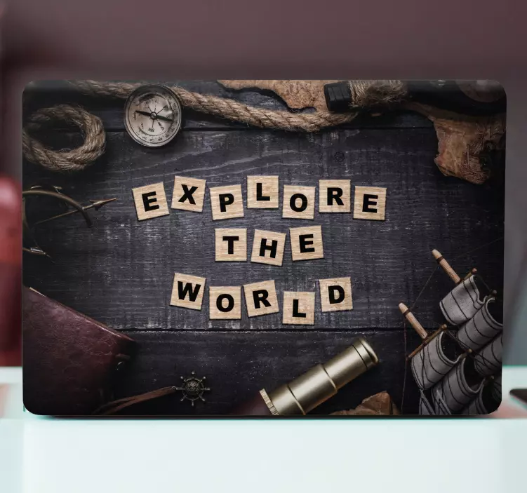 Pegatina para portátil descubre el globo - TenVinilo