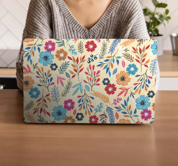 Pegatina para portátil funda con diseño floral - TenVinilo
