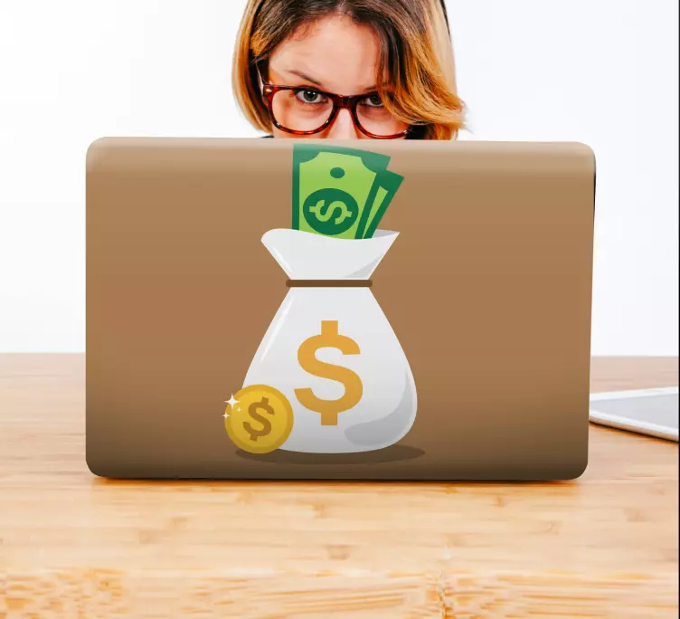 Pegatina para portátil ilustración de bolsa de dinero - TenVinilo