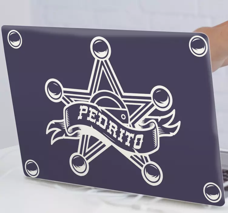 Pegatina para portátil insignia de estrella personalizada - TenVinilo