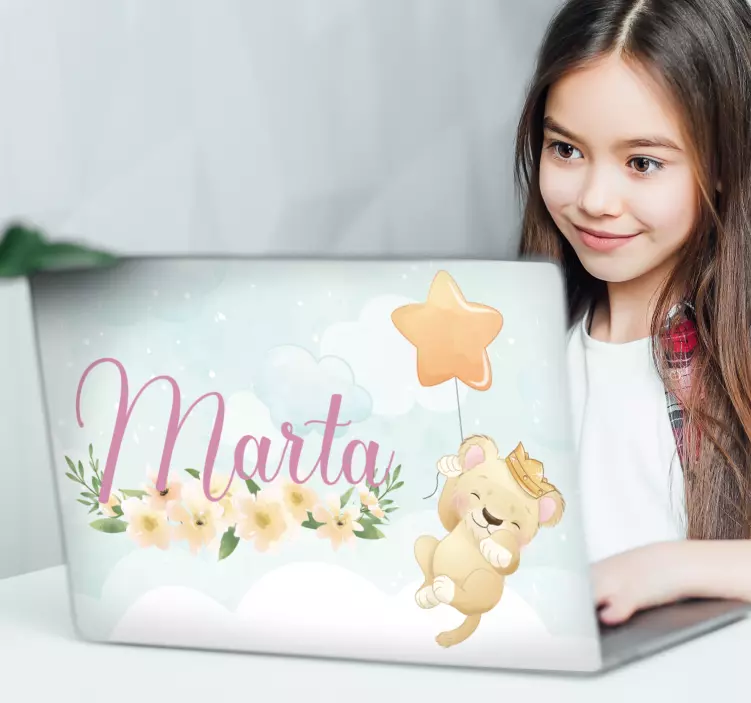 Pegatina para portátil lindo personaje de león - TenVinilo