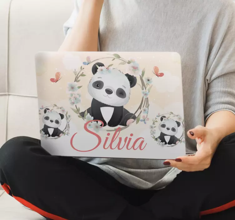 Pegatina para portátil lindo tema de panda - TenVinilo