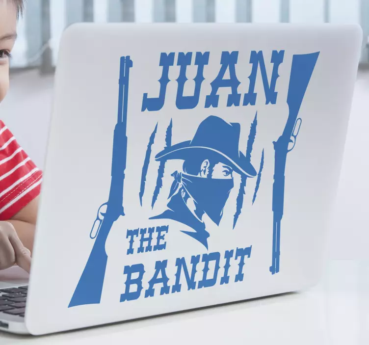Pegatina para portátil nombre personalizado juan el bandido - TenVinilo