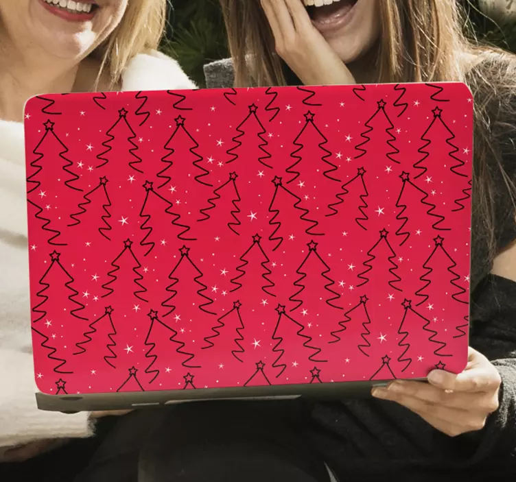 Pegatina para portátil patrón de árbol festivo - TenVinilo