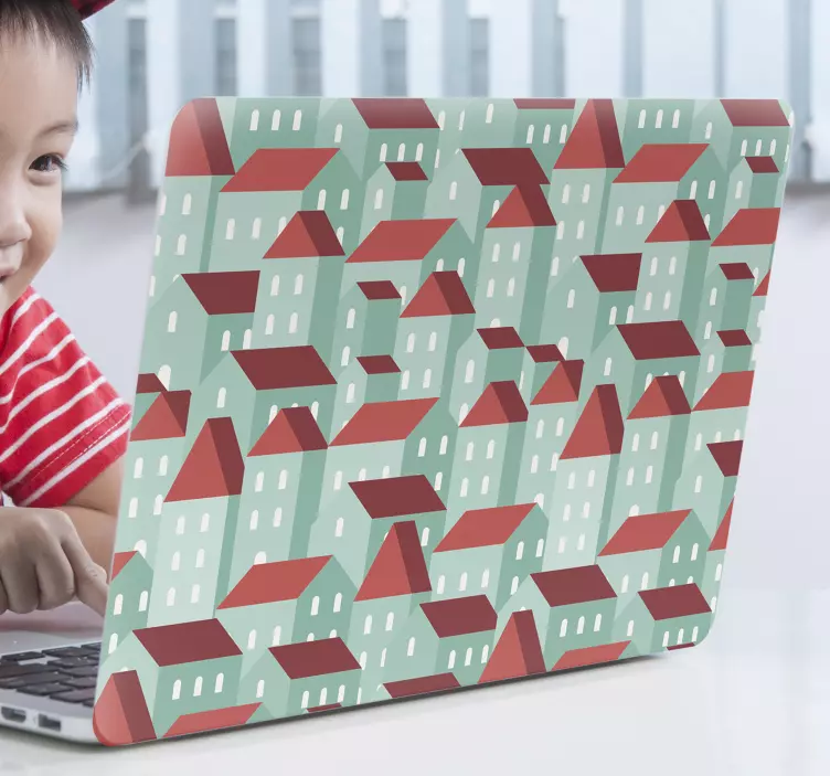 Pegatina para portátil patrón de casa colorida - TenVinilo