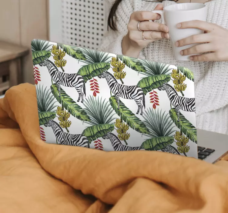 Pegatina para portátil patrón de hoja de cebra - TenVinilo