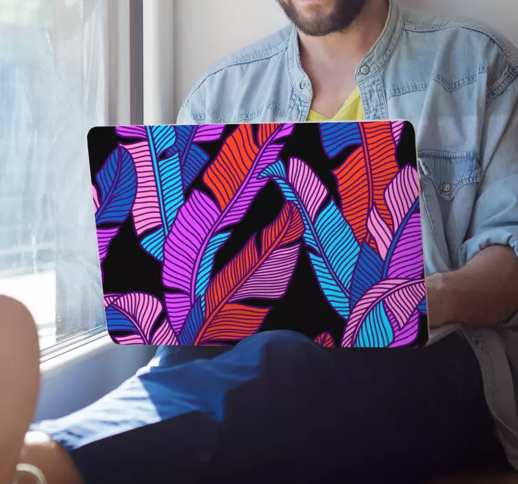 Pegatina para portátil patrón de hojas de colores - TenVinilo