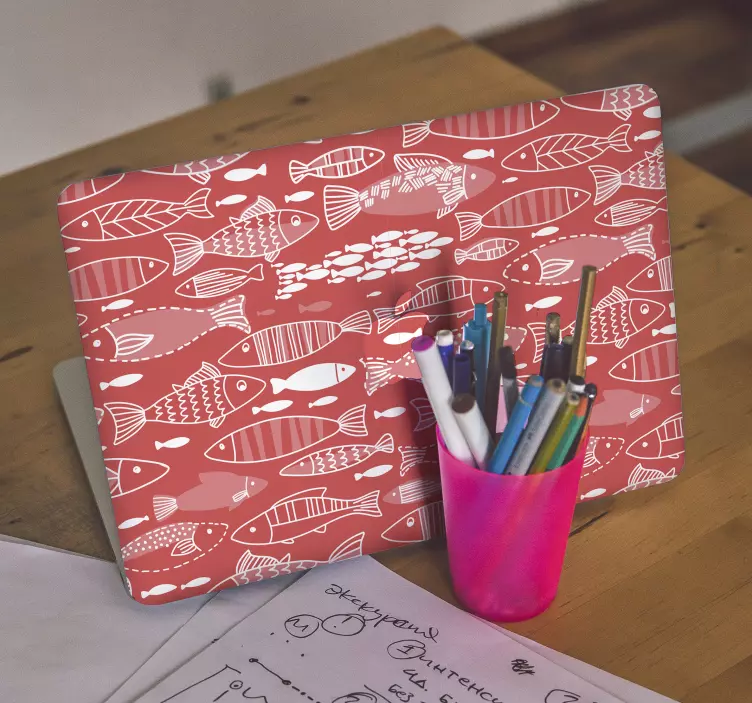 Pegatina para portátil patrón de pez caprichoso - TenVinilo