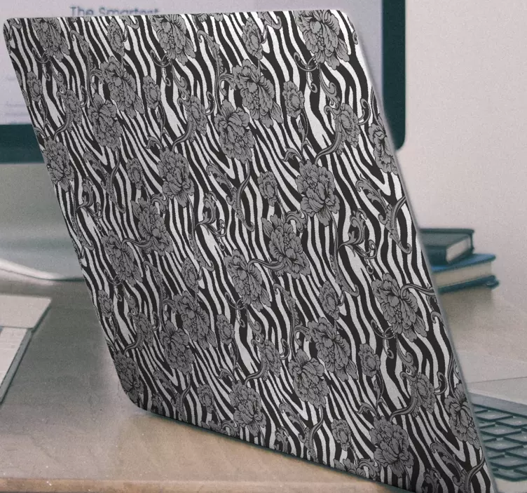 Pegatina para portátil patrón floral de cebra - TenVinilo